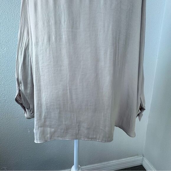 Carmen Mark Valvo Blouse Cream Tunic Long Sleeve Shirt SZ XL - Picture 9 of 13
